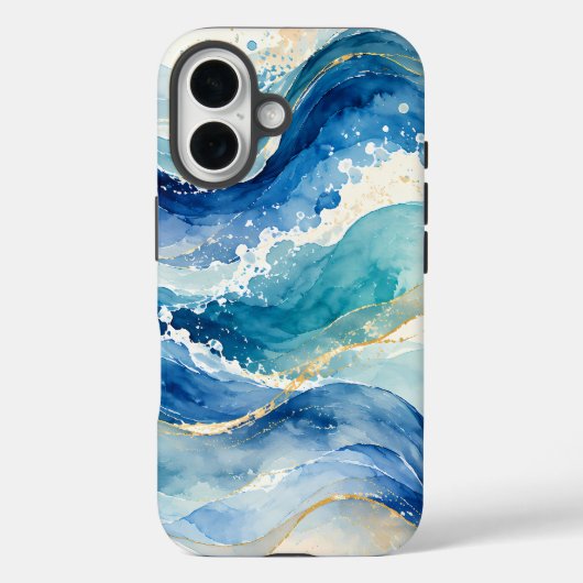 Abstract Watercolor Oceaangolvenpatroon Case-Mate iPhone Case (Achterkant)