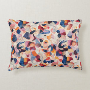 Abstract Watercolor Organisch Navy Koraal Patroon  Accent Kussen