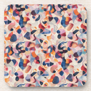 Abstract Watercolor Organisch Navy Koraal Patroon Bier Onderzetter