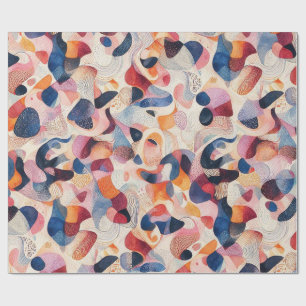 Abstract Watercolor Organisch Navy Koraal Patroon Cadeaupapier