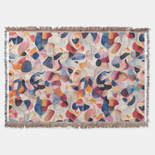 Abstract Watercolor Organisch Navy Koraal Patroon Deken