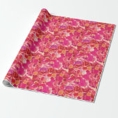 Abstract Watercolor Pink Red Coral Wrapping Paper Cadeaupapier (Uitgerold)
