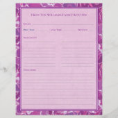 Abstract Watercolor Purple Pink Recipe Paper Sheet (Achterkant)