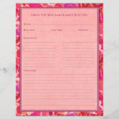 Abstract Watercolor Red Pink Recipe Paper Sheet (Achterkant)