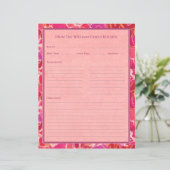 Abstract Watercolor Red Pink Recipe Paper Sheet (Staand voorkant)