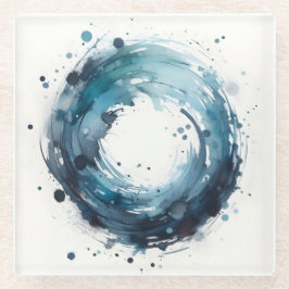 abstract watercolor ring glazen onderzetter