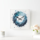 abstract watercolor ring vierkante klok (Huis)