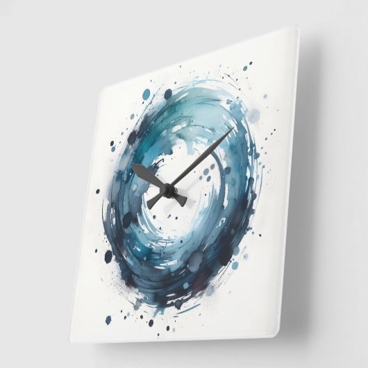 abstract watercolor ring vierkante klok (Hoek)