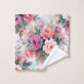 Abstract Watercolor Rozen Patroon – Romantisch Blo Bad Handdoek (Wasdoekje)