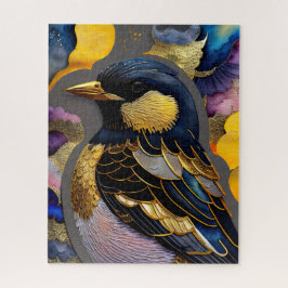Abstract watercolor schilderij van een vogel legpuzzel