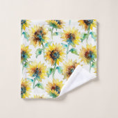 Abstract Watercolor Sunflowers Seamless Pattern  Bad Handdoek (Wasdoekje)