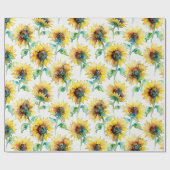 Abstract Watercolor Sunflowers Seamless Pattern  Cadeaupapier (Vlak)