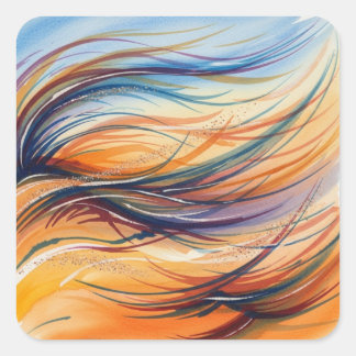 Abstract Watercolor Waves & Wind Vierkante Sticker