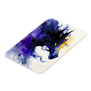 Abstract Watercolor Zwart Paardenportret Magneet