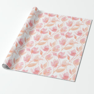 Abstract watercolorpatroon in perzik en roze cadeaupapier