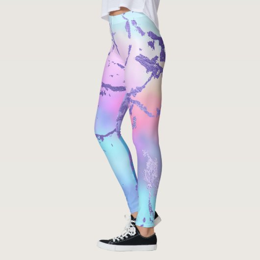 Abstract watercolorprintpatroon in gemengde kleure leggings (Links)