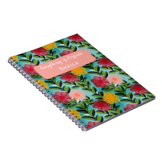 Abstract Watercolour Florals Notebook Blue Notitieboek (Rechterzijde)