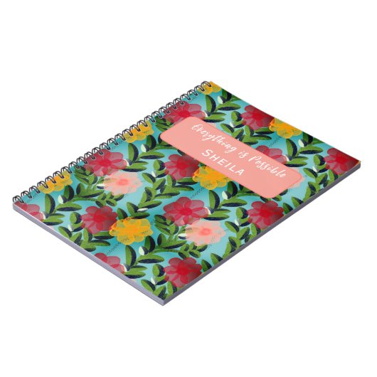 Abstract Watercolour Florals Notebook Blue Notitieboek (Linkerzijde)