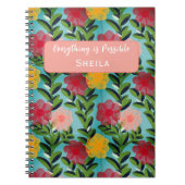 Abstract Watercolour Florals Notebook Blue Notitieboek (Voorkant)