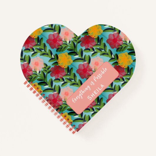 Abstract Watercolour Florals Notebook Blue Notitieboek (Voorkant)