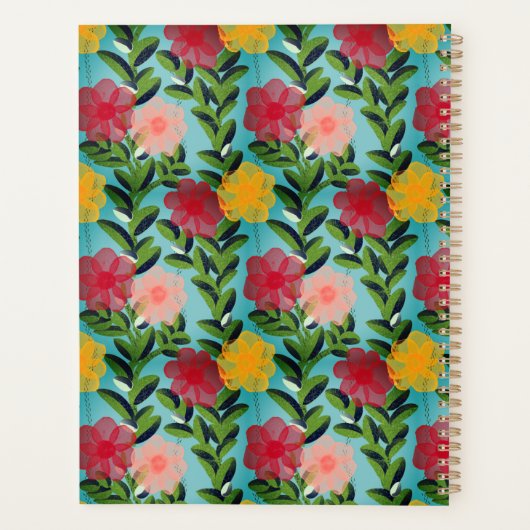 Abstract Watercolour Florals Notebook Blue Planner (Achterkant)