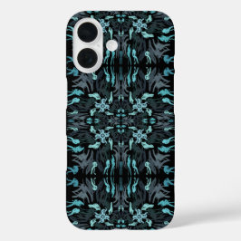 Abstract waterig gearceerd herhalend patroon met k iPhone 16 hoesje