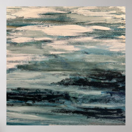 Abstract waterlandschap schilderij poster