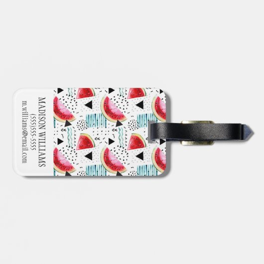 Abstract watermeloenpatroon bagagelabel (Achterkant horizontaal)