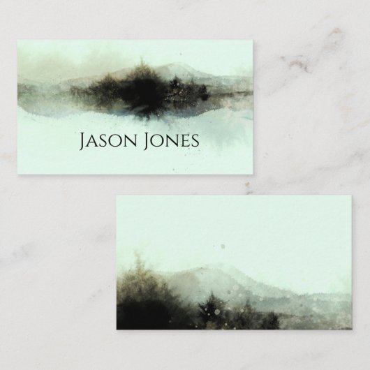 abstract waterverf berglandschap visitekaartje (Voorkant / Achterkant)