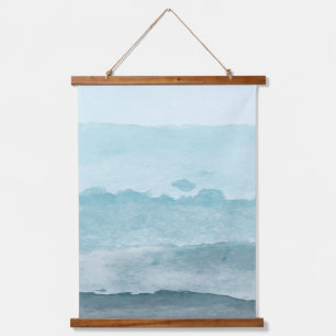 Abstract waterverf blauw zee hangend wandkleed
