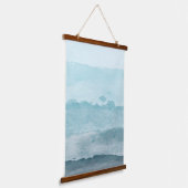 Abstract waterverf blauw zee hangend wandkleed (Gebogen)