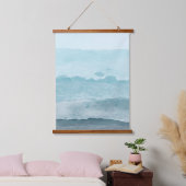 Abstract waterverf blauw zee hangend wandkleed (Slaapkamer)