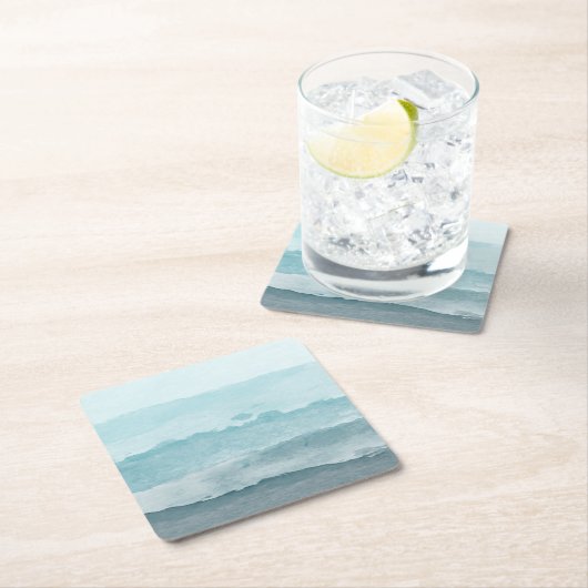 Abstract waterverf blauw zee kartonnen onderzetters (Insitu)