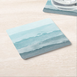 Abstract waterverf blauw zee kartonnen onderzetters