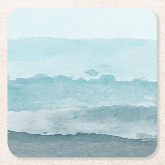 Abstract waterverf blauw zee kartonnen onderzetters (Voorkant)