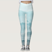 Abstract waterverf blauw zee leggings (Voorkant)