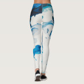 Abstract waterverf blauw zee leggings (Achterkant)