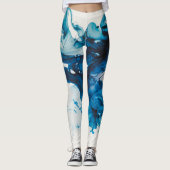 Abstract waterverf blauw zee leggings (Voorkant)