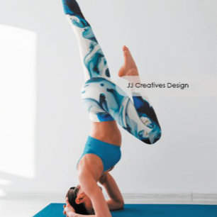 Abstract waterverf blauw zee leggings