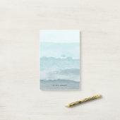 Abstract waterverf blauw zee post-it® notes (Op bureau)