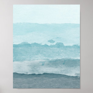 Abstract waterverf blauw zee poster