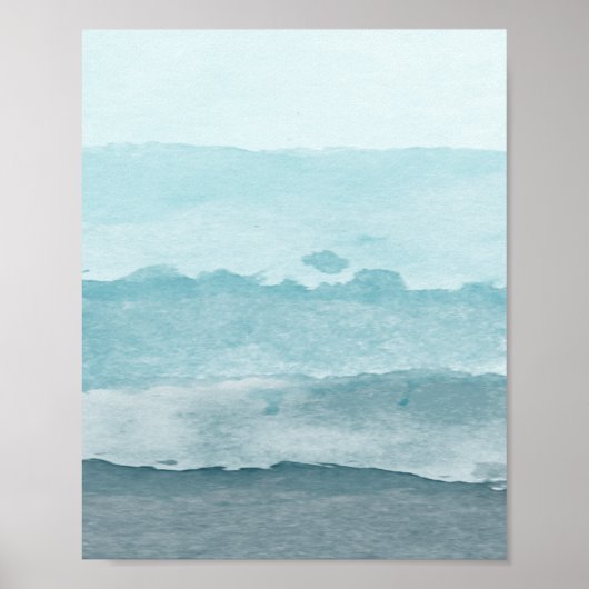 Abstract waterverf blauw zee poster (Voorkant)