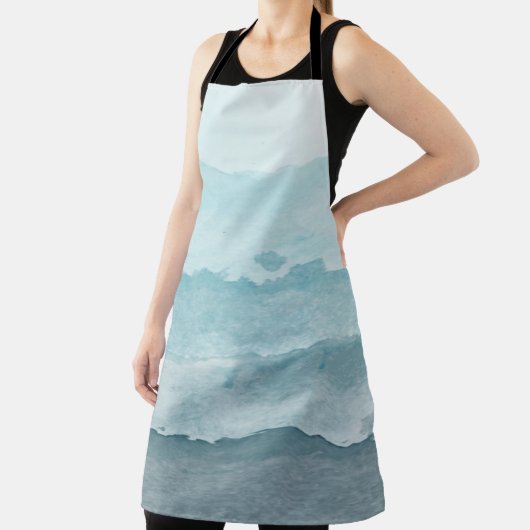 Abstract waterverf blauw zee schort (Insitu)