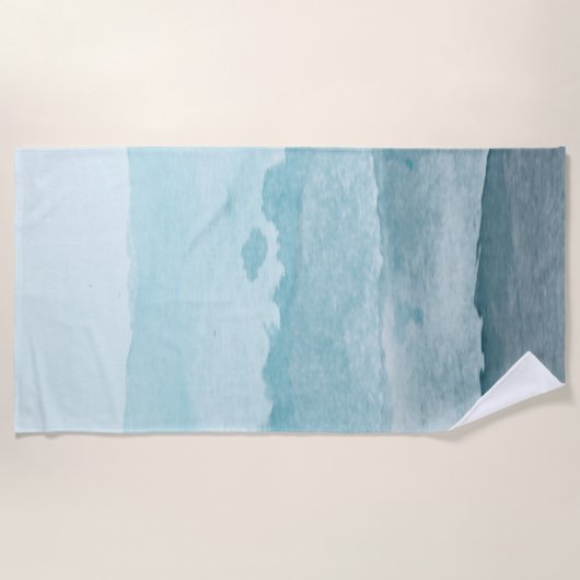 Abstract waterverf blauw zee strandlaken (Voorkant)