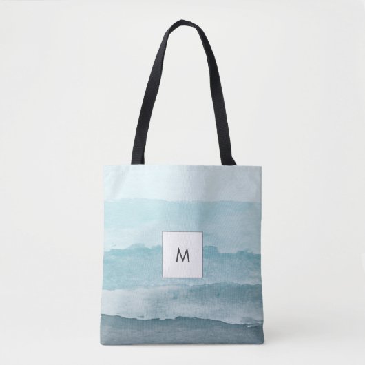Abstract waterverf blauw zee tote bag (Voorkant)