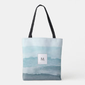 Abstract waterverf blauw zee tote bag (Achterkant)