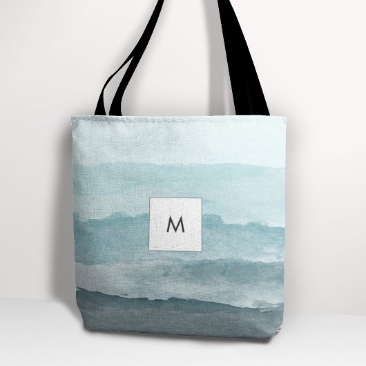 Abstract waterverf blauw zee tote bag