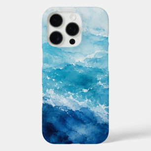 Abstract Waterverf Blauwe Oceaan Zee iPhone 16 Pro Hoesje
