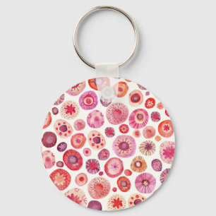 Abstract Waterverf Bloem Cirkel Roze Sleutelhanger