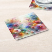 Abstract Waterverf Bloemen Onderzetter (Schuin)